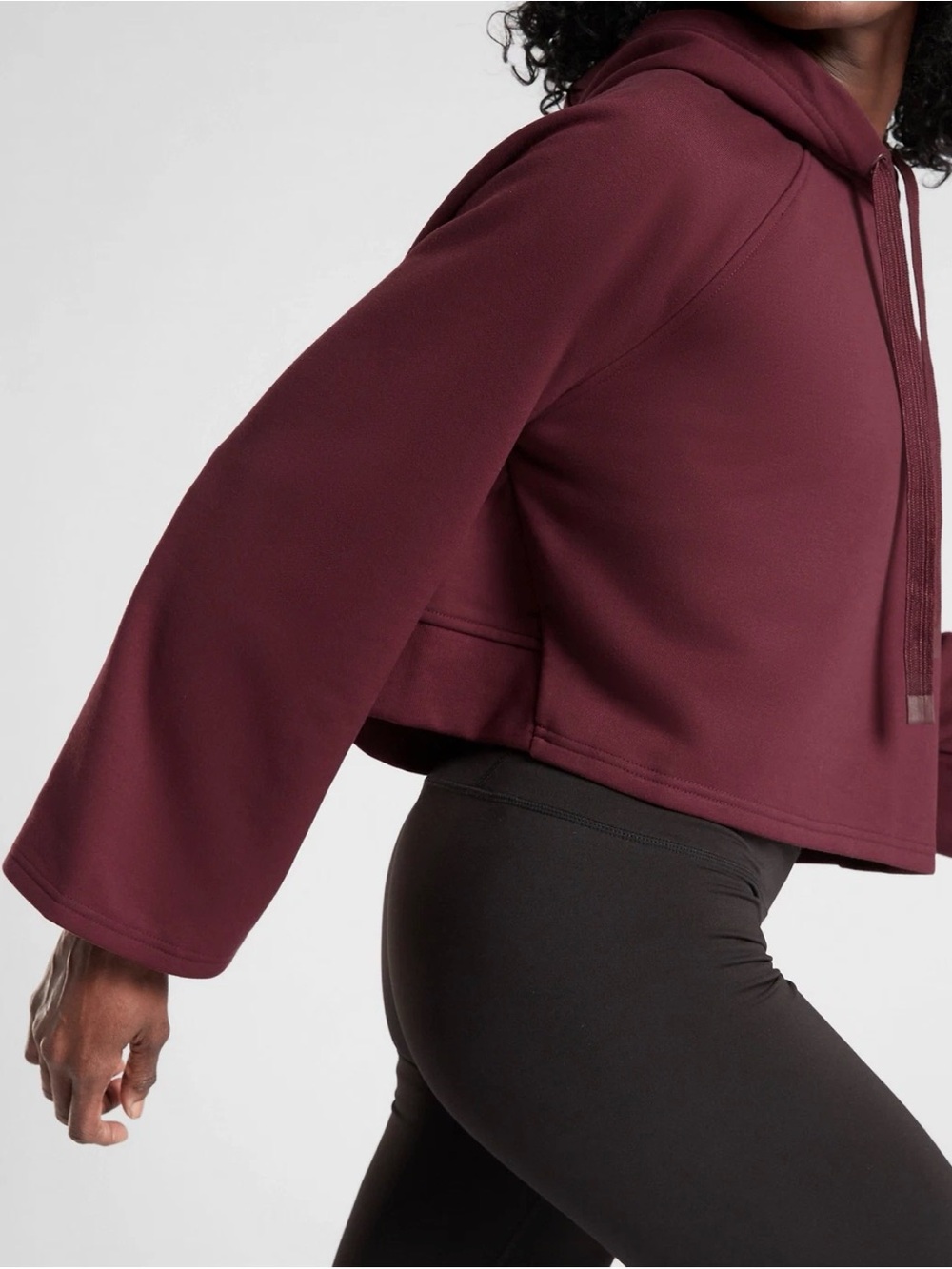 Athleta Steady State Wine Cropped Hooded Sweatshirt - Picture 3 of 9